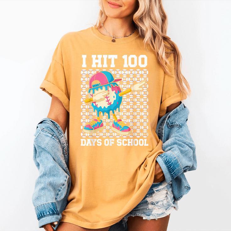 I Hit 100 Days Of School Baseball Ice Cream Drip Boys Girls Women's Comfort Colors T-Shirt