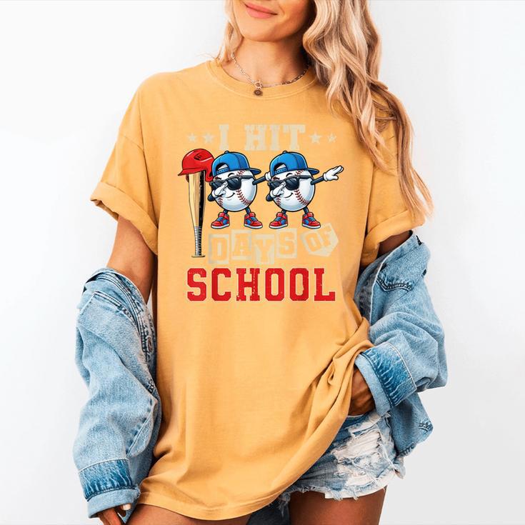I Hit 100 Days Of School Baseball Kids Boy Teacher 100th Day Women's Comfort Colors T-Shirt I Hit 100 Days Of School Baseball Kids Boy Teacher 100th Day Women's Comfort Colors T-Shirt