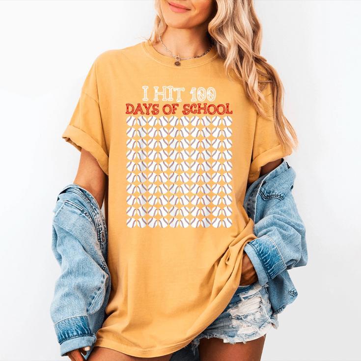 I Hit 100 Days Of School Baseball Lover Teacher Student Women's Comfort Colors T-Shirt I Hit 100 Days Of School Baseball Lover Teacher Student Women's Comfort Colors T-Shirt