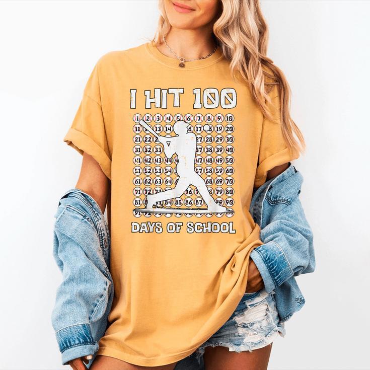 I Hit 100 Days Of School Baseball Player 100th Day Boys Kids Women's Comfort Colors T-Shirt