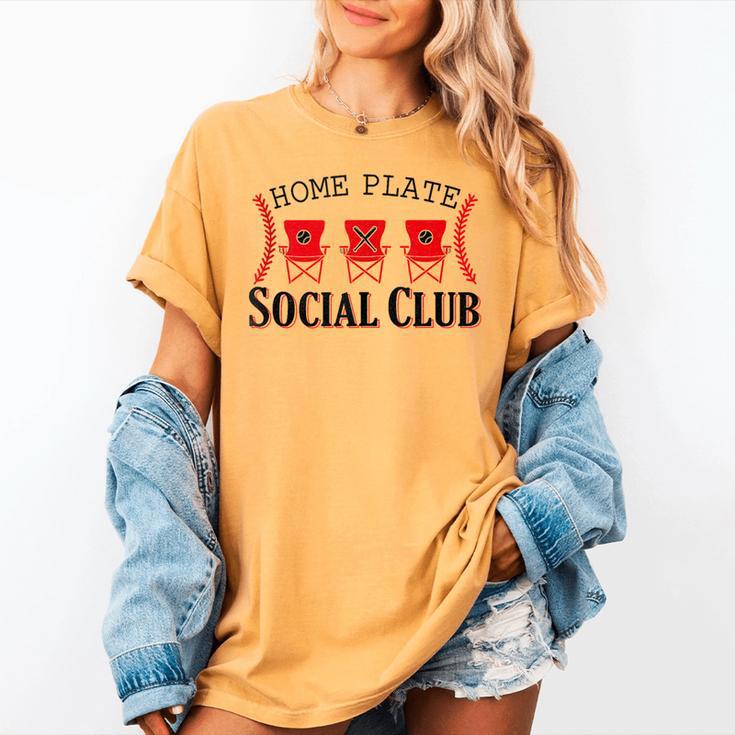 Home Plate Social Club Softball Season Baseball Mom Women's Comfort Colors T-Shirt Home Plate Social Club Softball Season Baseball Mom Women's Comfort Colors T-Shirt