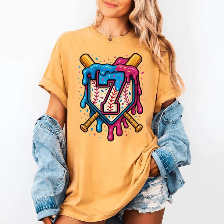 HUGvyn 7th Birthday Baseball Ice Cream Drip Number 7 Kid Boy Women's Comfort Colors T-Shirt HUGvyn 7th Birthday Baseball Ice Cream Drip Number 7 Kid Boy Women's Comfort Colors T-Shirt