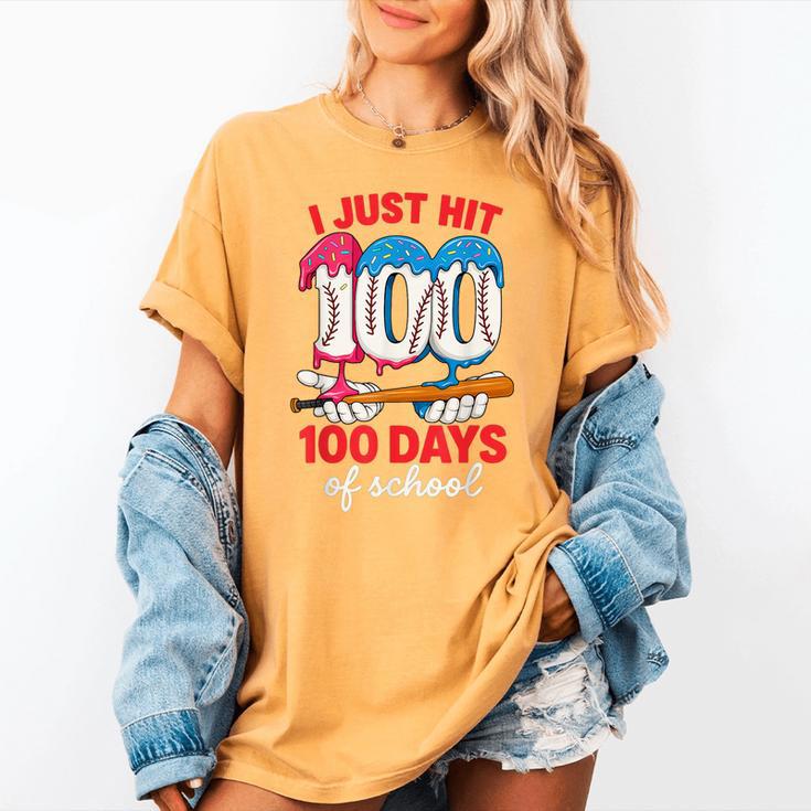 HUGvyn I Just Hit 100 Days Of School Baseball Ice Cream Boys Women's Comfort Colors T-Shirt HUGvyn I Just Hit 100 Days Of School Baseball Ice Cream Boys Women's Comfort Colors T-Shirt