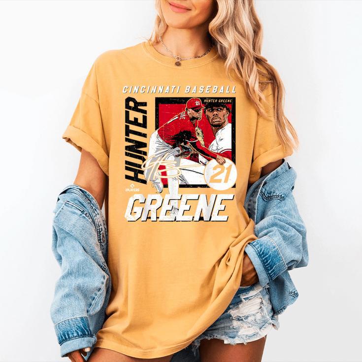 Hunter Greene Cincinnati MLB Baseball Players MLBHGR203M Women's Comfort Colors T-Shirt Hunter Greene Cincinnati MLB Baseball Players MLBHGR203M Women's Comfort Colors T-Shirt