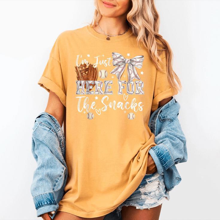 I'm Just Here For The Snacks Baseball Coquette Game Day Girl Women's Comfort Colors T-Shirt I'm Just Here For The Snacks Baseball Coquette Game Day Girl Women's Comfort Colors T-Shirt