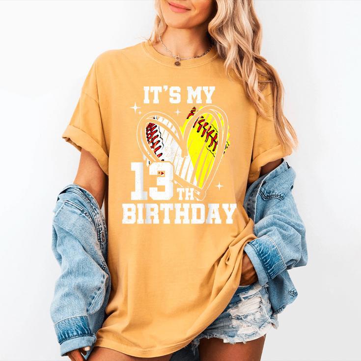 It's My 13th Birthday Baseball Softball Heart 13 Year Old Women's Comfort Colors T-Shirt It's My 13th Birthday Baseball Softball Heart 13 Year Old Women's Comfort Colors T-Shirt