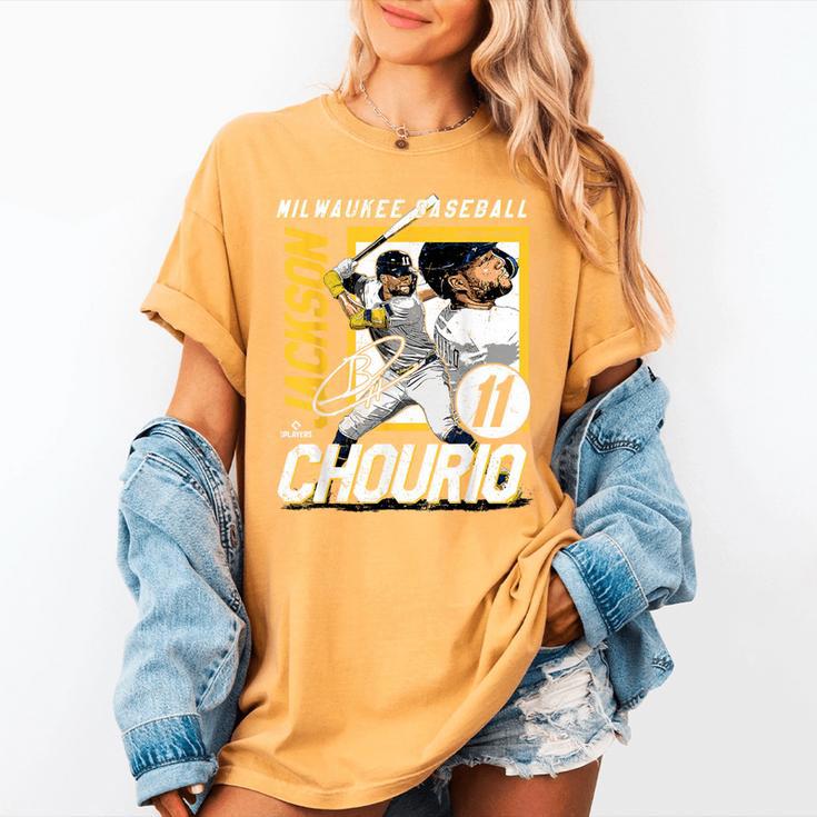 Jackson Chourio Milwaukee MLB Baseball Player MLBJCH203M Women's Comfort Colors T-Shirt Jackson Chourio Milwaukee MLB Baseball Player MLBJCH203M Women's Comfort Colors T-Shirt