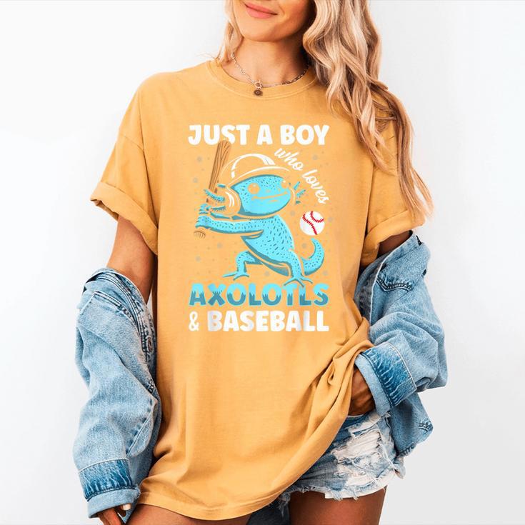 Just A Boy Who Loves Axolotls & Baseball Women's Comfort Colors T-Shirt