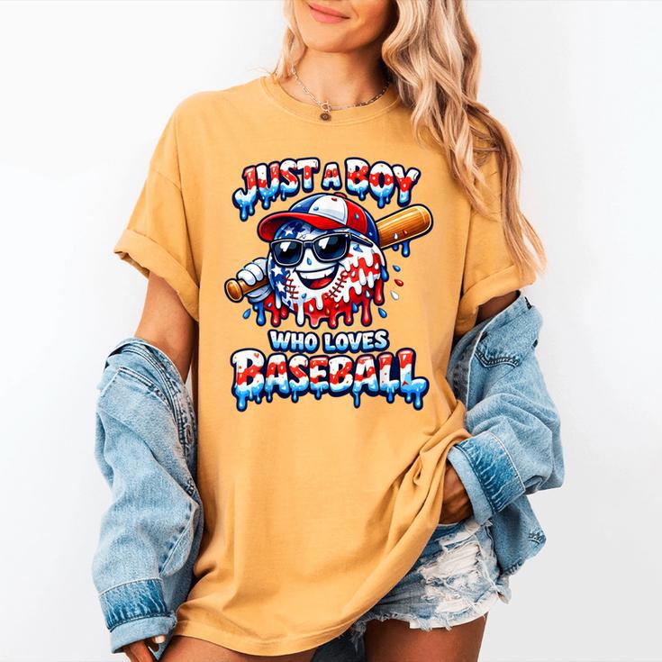 Just A Boy Who Loves Baseball Patriotic Drip For Youth Boys Women's Comfort Colors T-Shirt Just A Boy Who Loves Baseball Patriotic Drip For Youth Boys Women's Comfort Colors T-Shirt