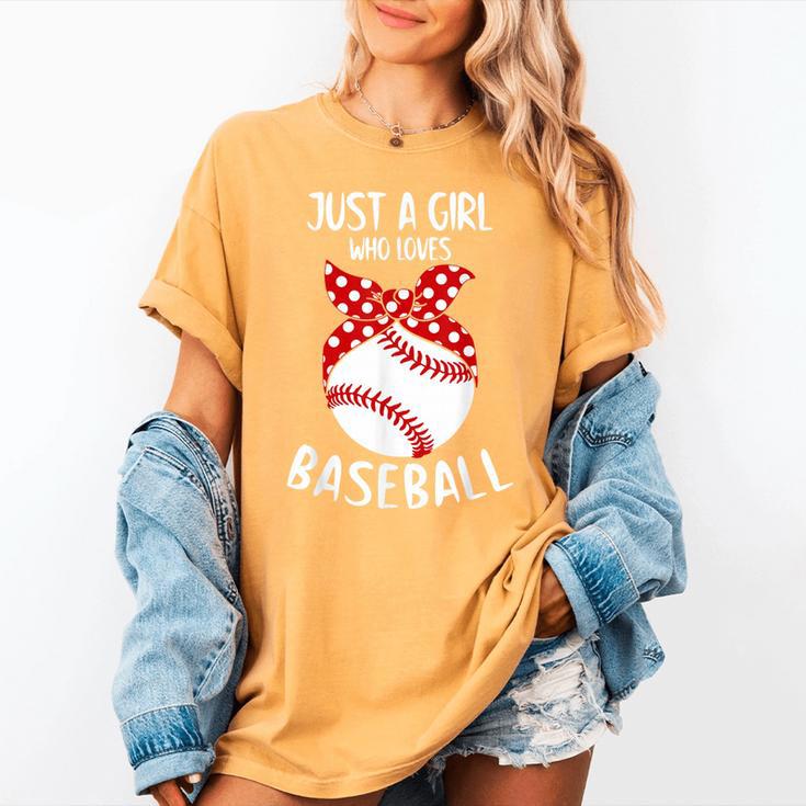 Just A Girl Who Loves Baseball Cute Retro Baseball Lover Women's Comfort Colors T-Shirt Just A Girl Who Loves Baseball Cute Retro Baseball Lover Women's Comfort Colors T-Shirt