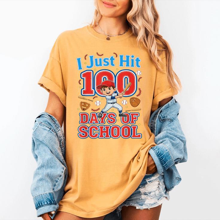 I Just Hit 100 Days Of School Baseball 100th Day Boys Kids Women's Comfort Colors T-Shirt I Just Hit 100 Days Of School Baseball 100th Day Boys Kids Women's Comfort Colors T-Shirt