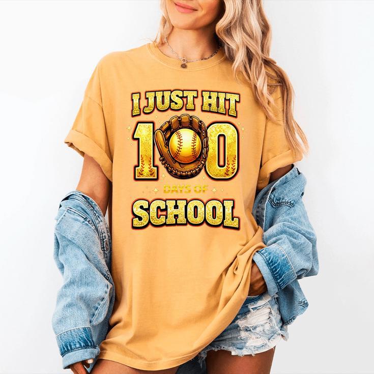 I Just Hit 100 Days Of School Baseball Boys Kids 100th Day Women's Comfort Colors T-Shirt I Just Hit 100 Days Of School Baseball Boys Kids 100th Day Women's Comfort Colors T-Shirt