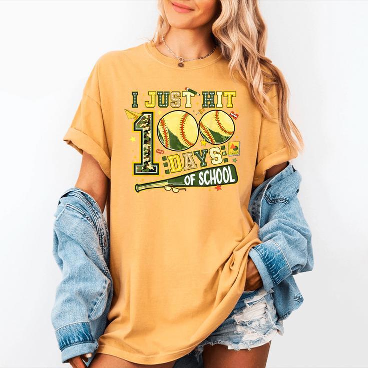 I Just Hit 100 Days Of School Baseball Teacher Boy Girl Kid Women's Comfort Colors T-Shirt