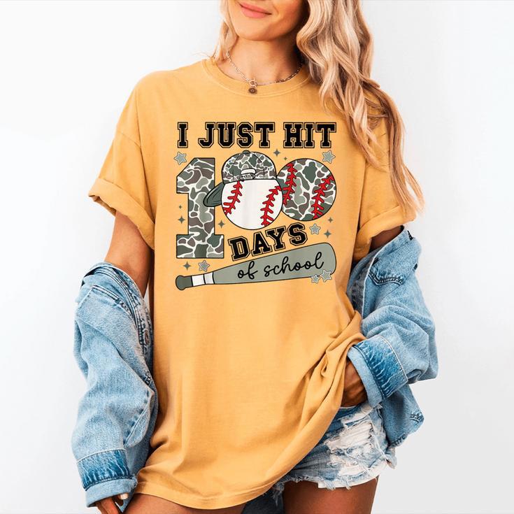I Just Hit 100 Days Of School Camo Baseball 100 Days Smarter Women's Comfort Colors T-Shirt I Just Hit 100 Days Of School Camo Baseball 100 Days Smarter Women's Comfort Colors T-Shirt