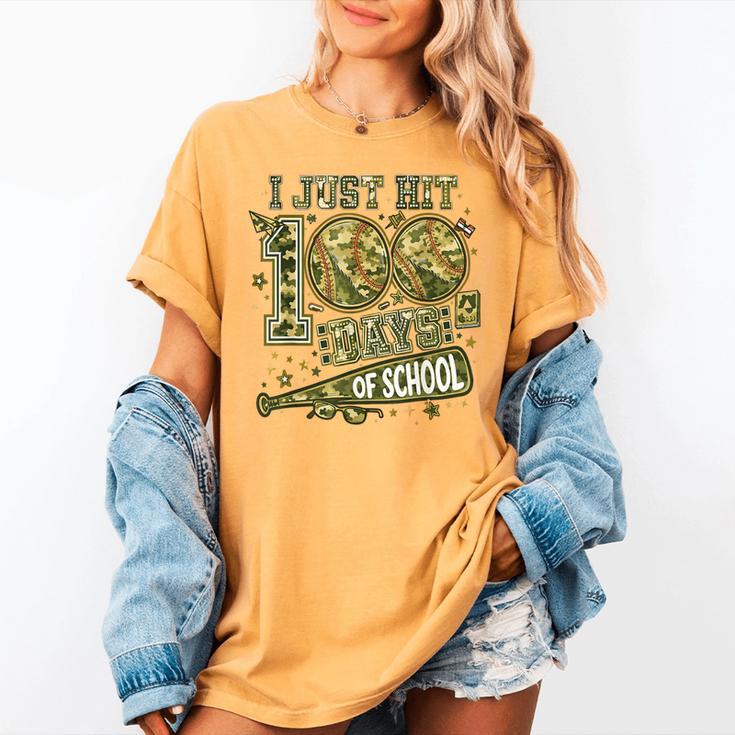 I Just Hit 100 Days Of School Camouflage Baseball Women's Comfort Colors T-Shirt I Just Hit 100 Days Of School Camouflage Baseball Women's Comfort Colors T-Shirt