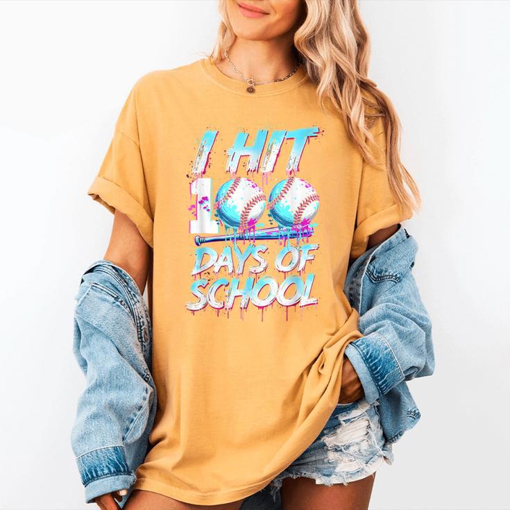 Kids 100 Days Of School 100th Day Baseball Ice Cream Drip Women's Comfort Colors T-Shirt Kids 100 Days Of School 100th Day Baseball Ice Cream Drip Women's Comfort Colors T-Shirt