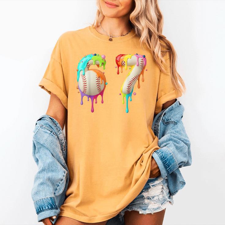 Kids Meme 67 Number Six 6 Seven 7 Ice Cream Drips Baseball Women's Comfort Colors T-Shirt Kids Meme 67 Number Six 6 Seven 7 Ice Cream Drips Baseball Women's Comfort Colors T-Shirt