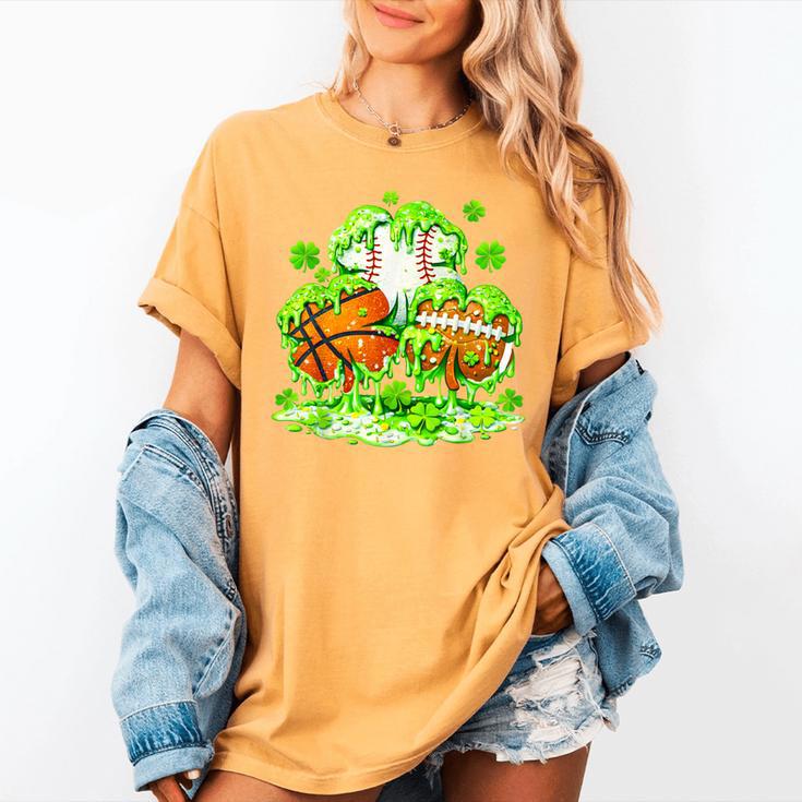 Kids St Patricks Day Shamrock Basketball Baseball Football Women's Comfort Colors T-Shirt