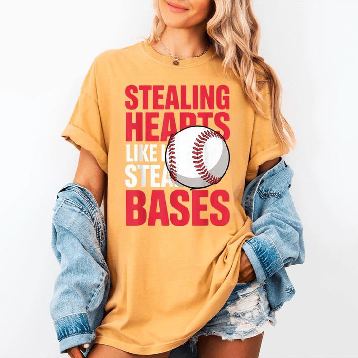 Kids Stealing Hearts Like I Steal Bases Cute Baseball Boys Women's Comfort Colors T-Shirt Kids Stealing Hearts Like I Steal Bases Cute Baseball Boys Women's Comfort Colors T-Shirt