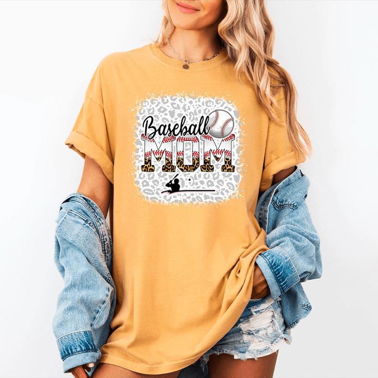 Leopard Baseball Mom Mama Mommy Bleached Women's Comfort Colors T-Shirt Leopard Baseball Mom Mama Mommy Bleached Women's Comfort Colors T-Shirt