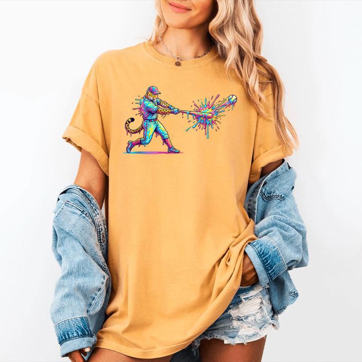 Leopard Baseball Player Ice Cream Drip For Boys Kids Women's Comfort Colors T-Shirt