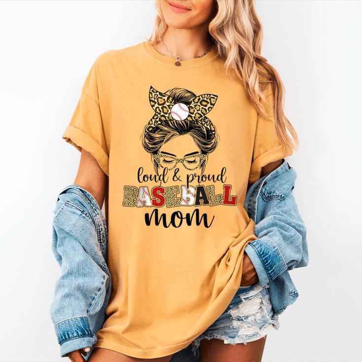 Loud And Proud Baseball Mom Messy Bun Leopard Baseball Mom Women's Comfort Colors T-Shirt Loud And Proud Baseball Mom Messy Bun Leopard Baseball Mom Women's Comfort Colors T-Shirt