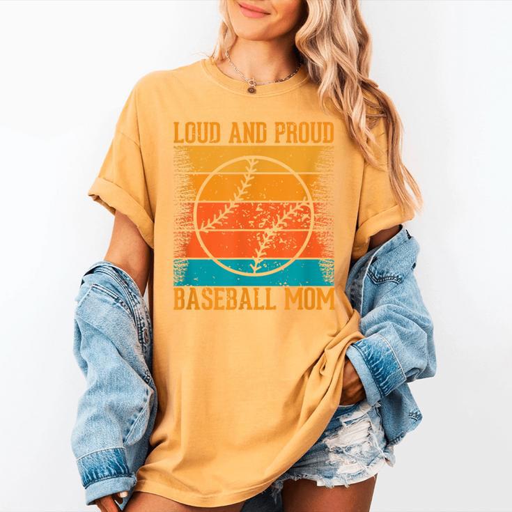 Loud And Proud Baseball Mom Vibrant Colorful Stripe Women's Comfort Colors T-Shirt Loud And Proud Baseball Mom Vibrant Colorful Stripe Women's Comfort Colors T-Shirt