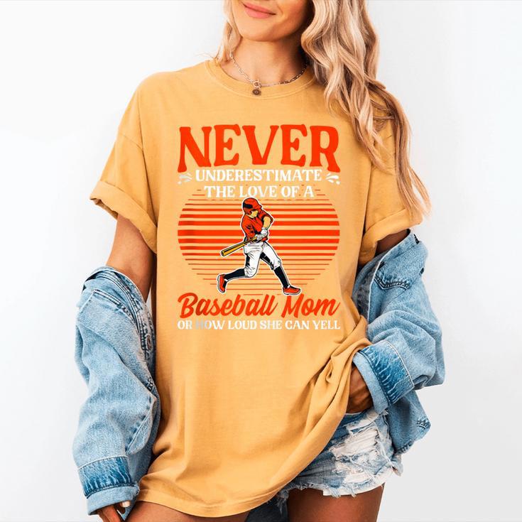 Love Of A Baseball Mom Pitcher Catcher Baseball Player Women's Comfort Colors T-Shirt