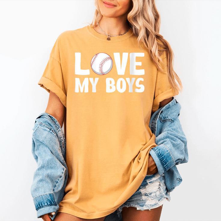 I Love My Boys Baseball Moms Women's Comfort Colors T-Shirt