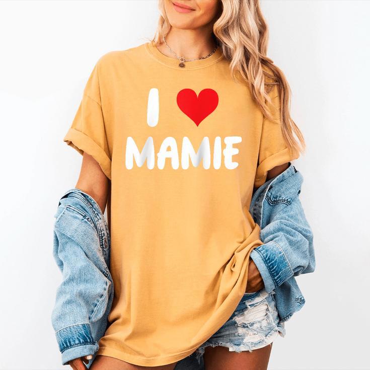 I Love Mamie Heart Grandma Grandmother Grandparent Raglan Baseball Tee Women's Comfort Colors T-Shirt