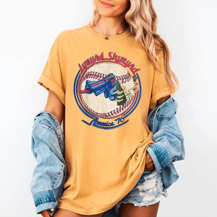 Lynyrd Skynyrd Skeleton Baseball Gun US Flag Cowboy Rock Fan Women's Comfort Colors T-Shirt Lynyrd Skynyrd Skeleton Baseball Gun US Flag Cowboy Rock Fan Women's Comfort Colors T-Shirt
