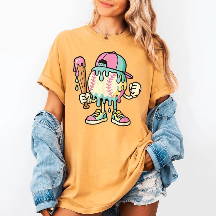 Melted Ice-Cream Baseball Mascot Pastel Pop Women's Comfort Colors T-Shirt Melted Ice-Cream Baseball Mascot Pastel Pop Women's Comfort Colors T-Shirt