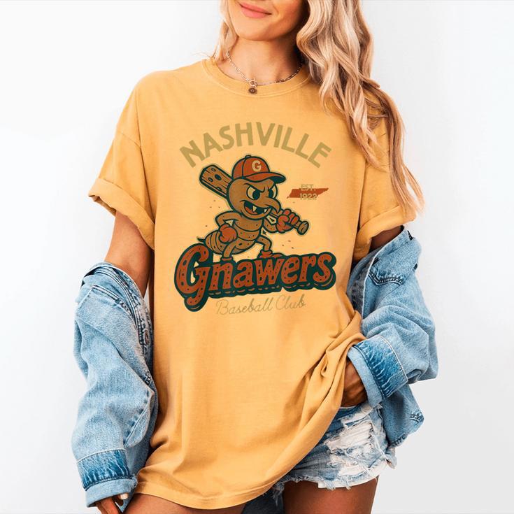 Nashville Gnawers Retro Minor League Baseball Women's Comfort Colors T-Shirt Nashville Gnawers Retro Minor League Baseball Women's Comfort Colors T-Shirt