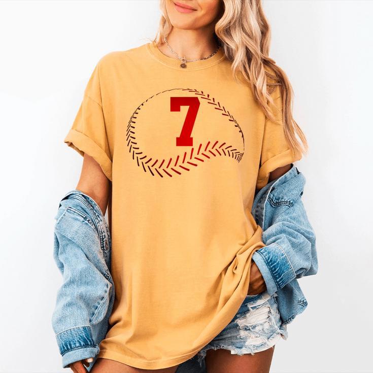 Number 7 Years Baseball 7TH Birthday Women's Comfort Colors T-Shirt Number 7 Years Baseball 7TH Birthday Women's Comfort Colors T-Shirt