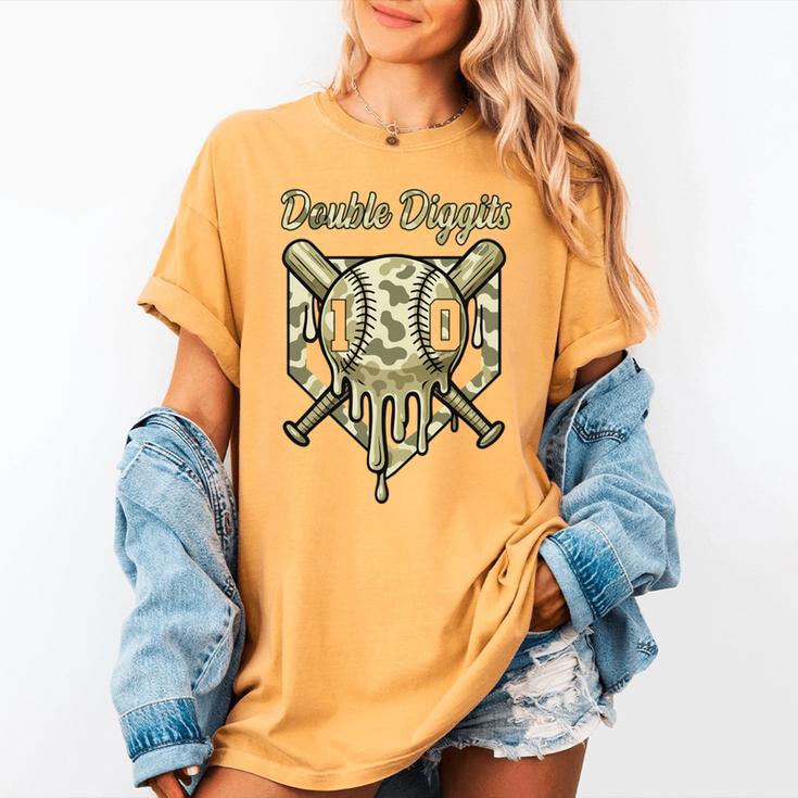 Old School Camo Baseball Drip Double Digits 10th Birthday Women's Comfort Colors T-Shirt