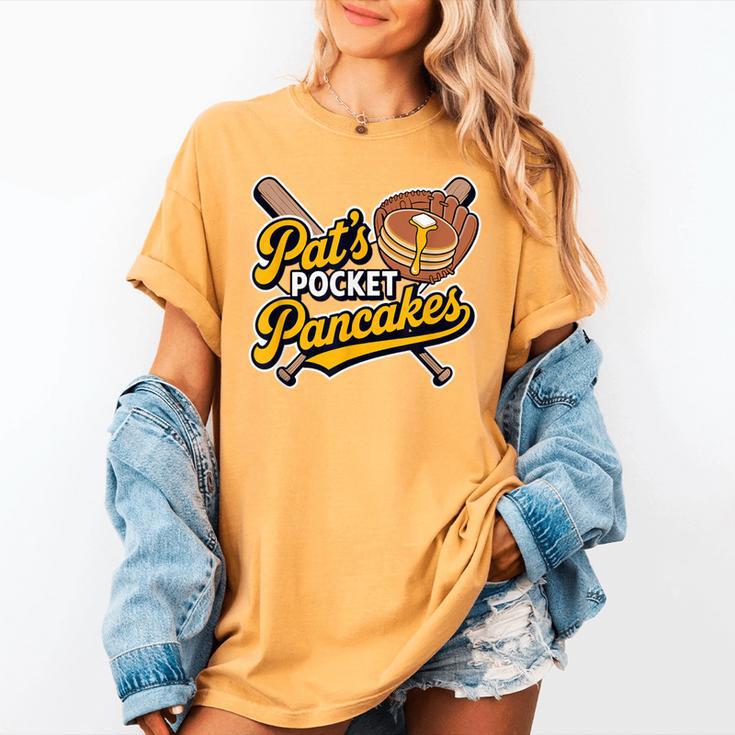 Pat's Pocket Pancakes Baseball Glove Stack Syrup Women's Comfort Colors T-Shirt Pat's Pocket Pancakes Baseball Glove Stack Syrup Women's Comfort Colors T-Shirt
