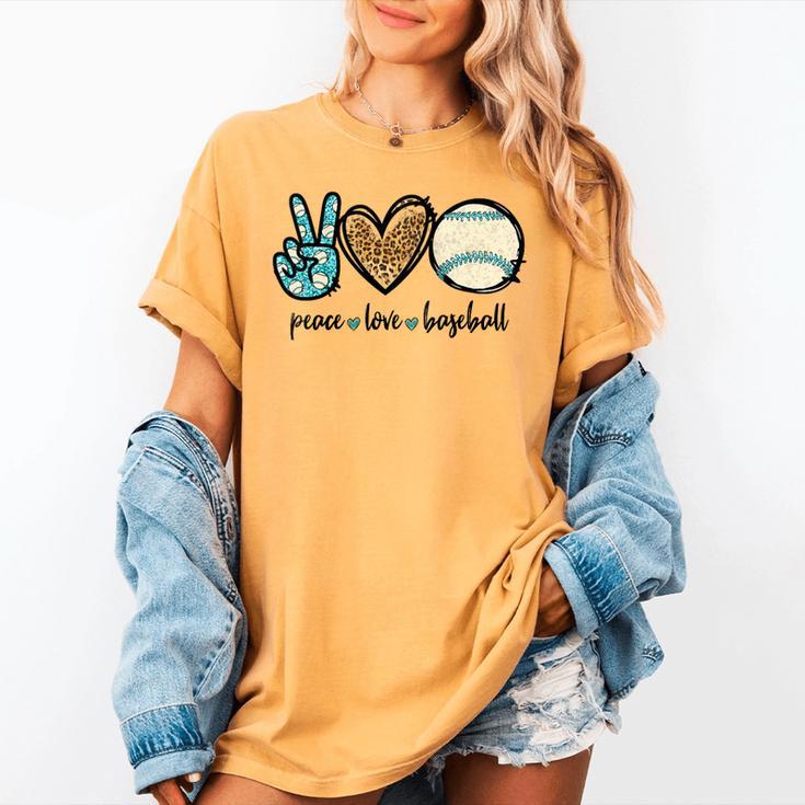 Peace Love Baseball Lover Motif For Women Pink Baseball Mom Women's Comfort Colors T-Shirt