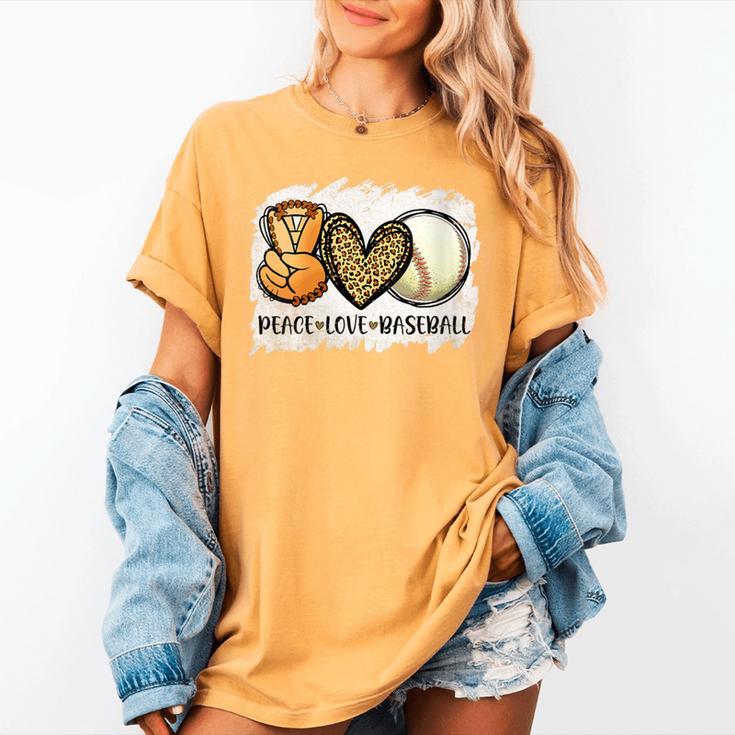 Peace Love Baseball Mom Leopard Print Mother's Day Women's Comfort Colors T-Shirt Peace Love Baseball Mom Leopard Print Mother's Day Women's Comfort Colors T-Shirt