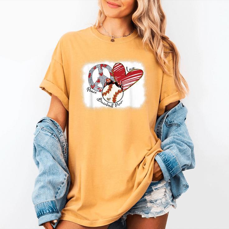 Peace Love Baseball Mom Mommy Women's Comfort Colors T-Shirt