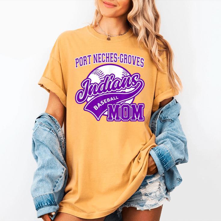 Port Neches-Groves High School PNG Indians Baseball Mom Women's Comfort Colors T-Shirt Port Neches-Groves High School PNG Indians Baseball Mom Women's Comfort Colors T-Shirt