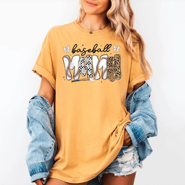 Preppy Baseball Mama Coquette Bow Game Day Mom Mother Women's Comfort Colors T-Shirt Preppy Baseball Mama Coquette Bow Game Day Mom Mother Women's Comfort Colors T-Shirt