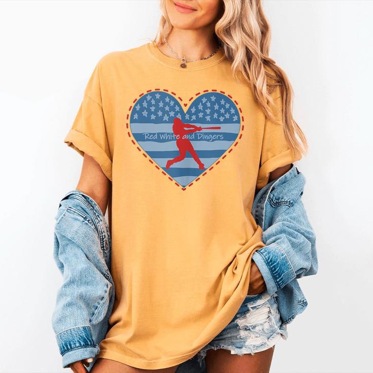 Primitive Patriotic American Baseball Mom Softball Dingers Women's Comfort Colors T-Shirt Primitive Patriotic American Baseball Mom Softball Dingers Women's Comfort Colors T-Shirt