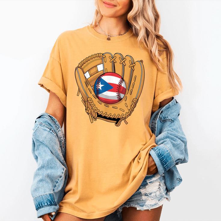 Puerto Rican Flag Baseball Player Boricua Pride Beisbol PR Women's Comfort Colors T-Shirt