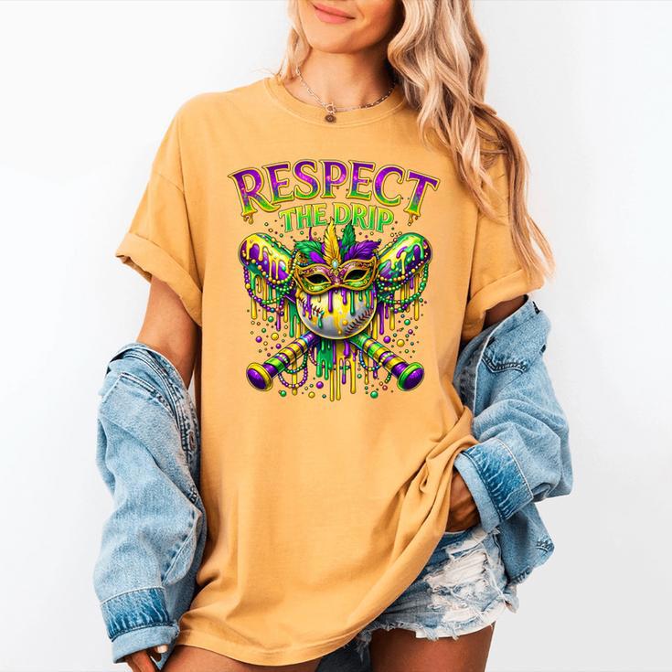 Respect The Drip Mardi Gras Baseball Ice Cream Boys Carnival Women's Comfort Colors T-Shirt Respect The Drip Mardi Gras Baseball Ice Cream Boys Carnival Women's Comfort Colors T-Shirt