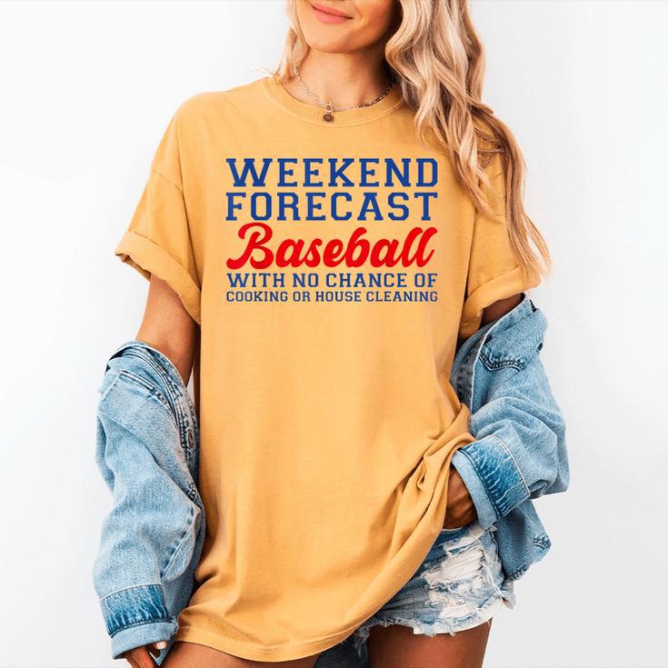 Retro Baseball Mom Mother's Day Weekend Forecast Baseball Women's Comfort Colors T-Shirt