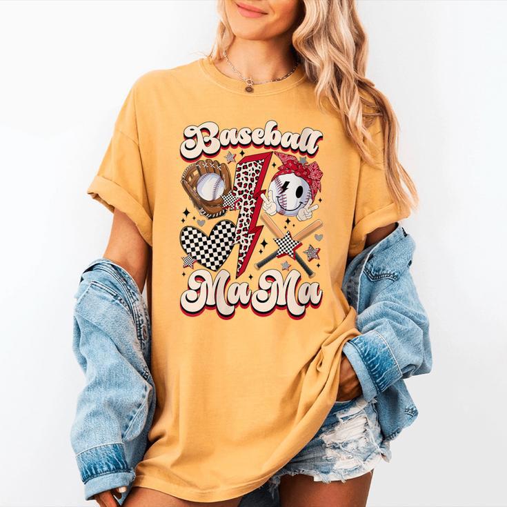 Retro Groovy Baseball Mama Baseball Mom Lover Women's Comfort Colors T-Shirt Retro Groovy Baseball Mama Baseball Mom Lover Women's Comfort Colors T-Shirt