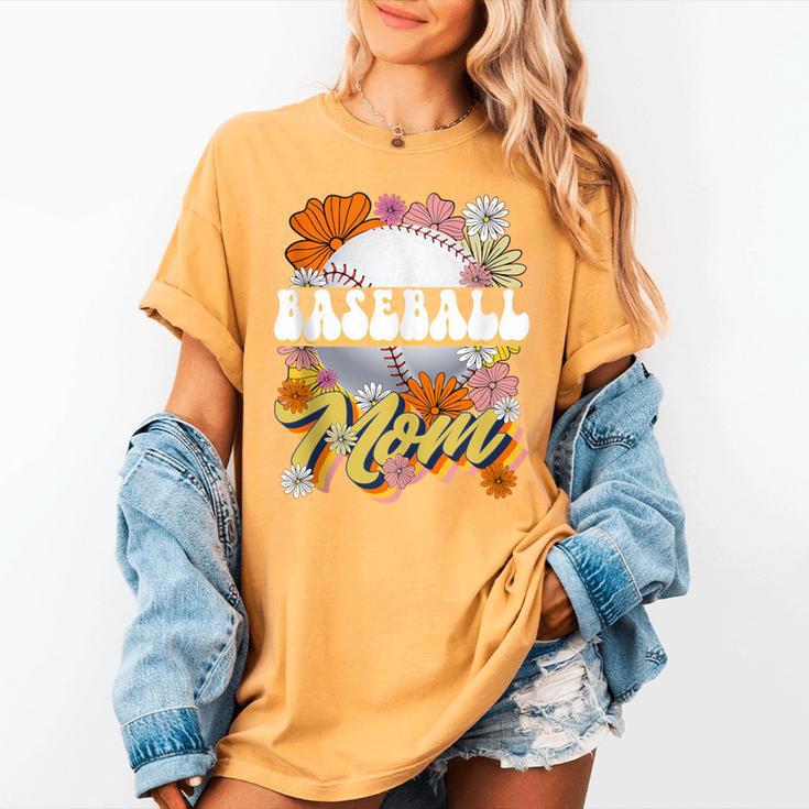Retro Groovy Baseball Mom Family Matching Women Women's Comfort Colors T-Shirt Retro Groovy Baseball Mom Family Matching Women Women's Comfort Colors T-Shirt
