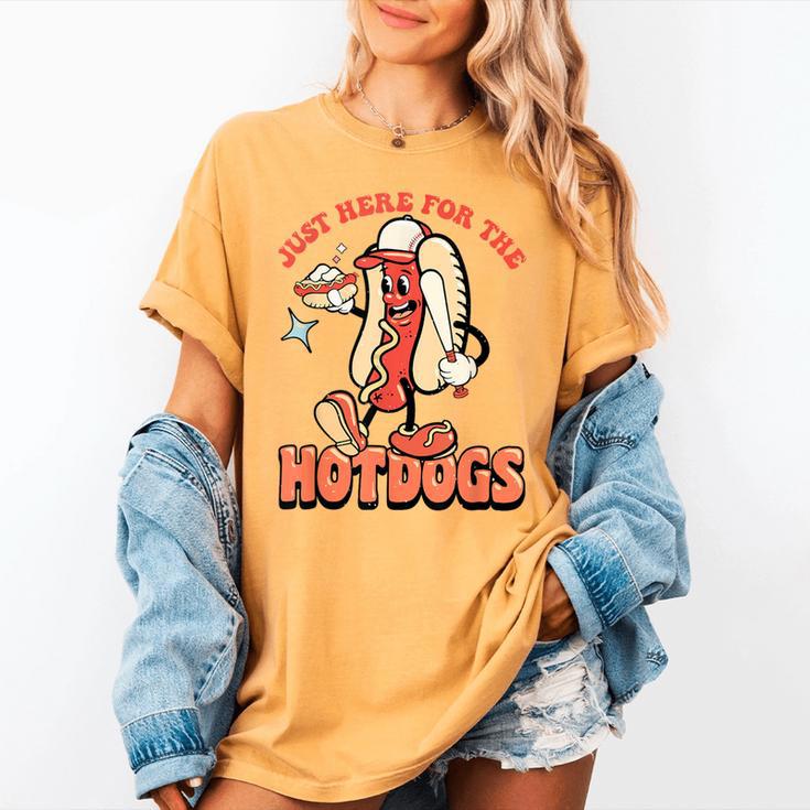 Retro Just Here For The Hotdogs Baseball Mom Sport Lover Women's Comfort Colors T-Shirt Retro Just Here For The Hotdogs Baseball Mom Sport Lover Women's Comfort Colors T-Shirt