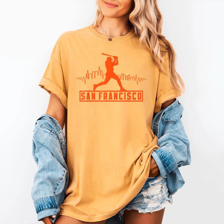 San Francisco Lovers Skyline Retro Baseball Heartbeat Men Women's Comfort Colors T-Shirt San Francisco Lovers Skyline Retro Baseball Heartbeat Men Women's Comfort Colors T-Shirt