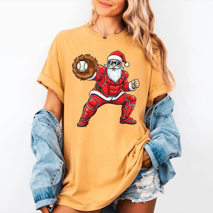 Santa Playing Baseball Baseball Lover Baseballer Xmas Women's Comfort Colors T-Shirt
